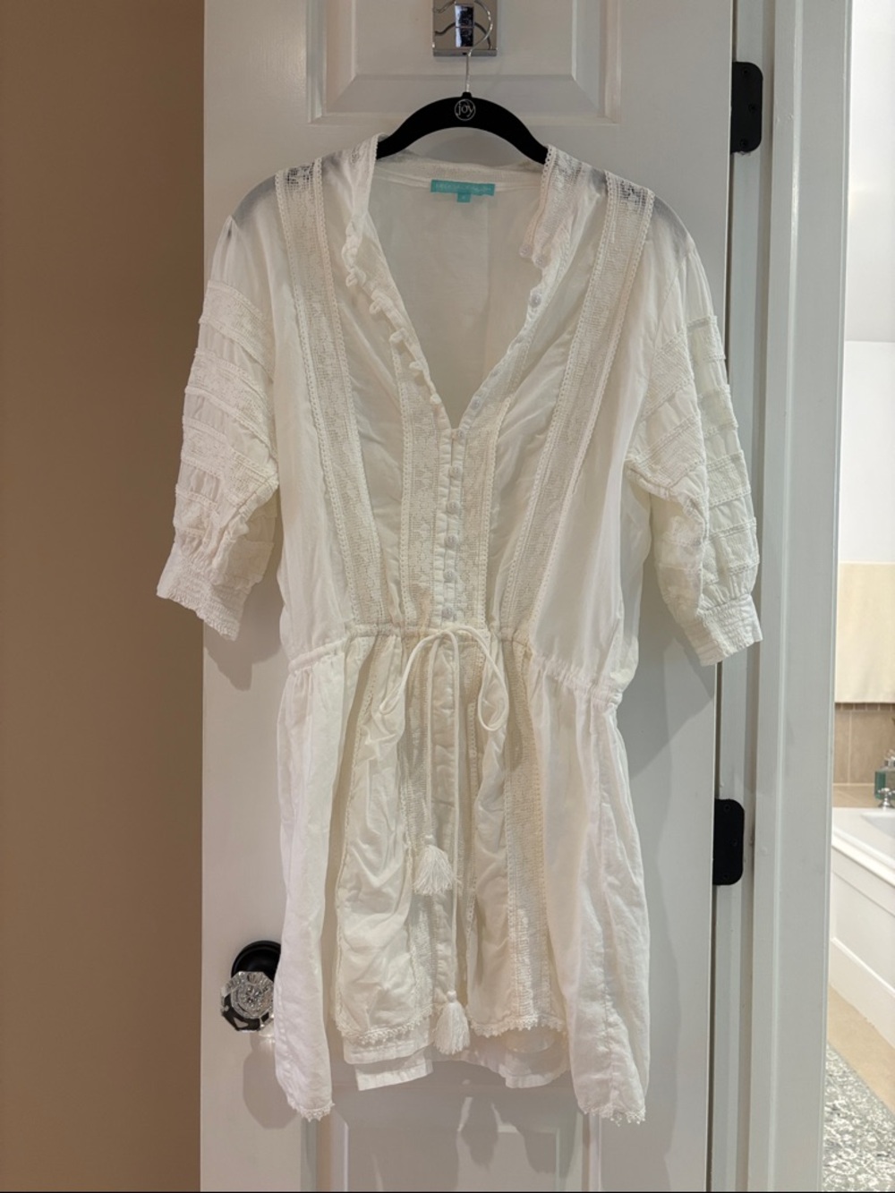 Melissa Odabash White Boho Lace Cotton Dress